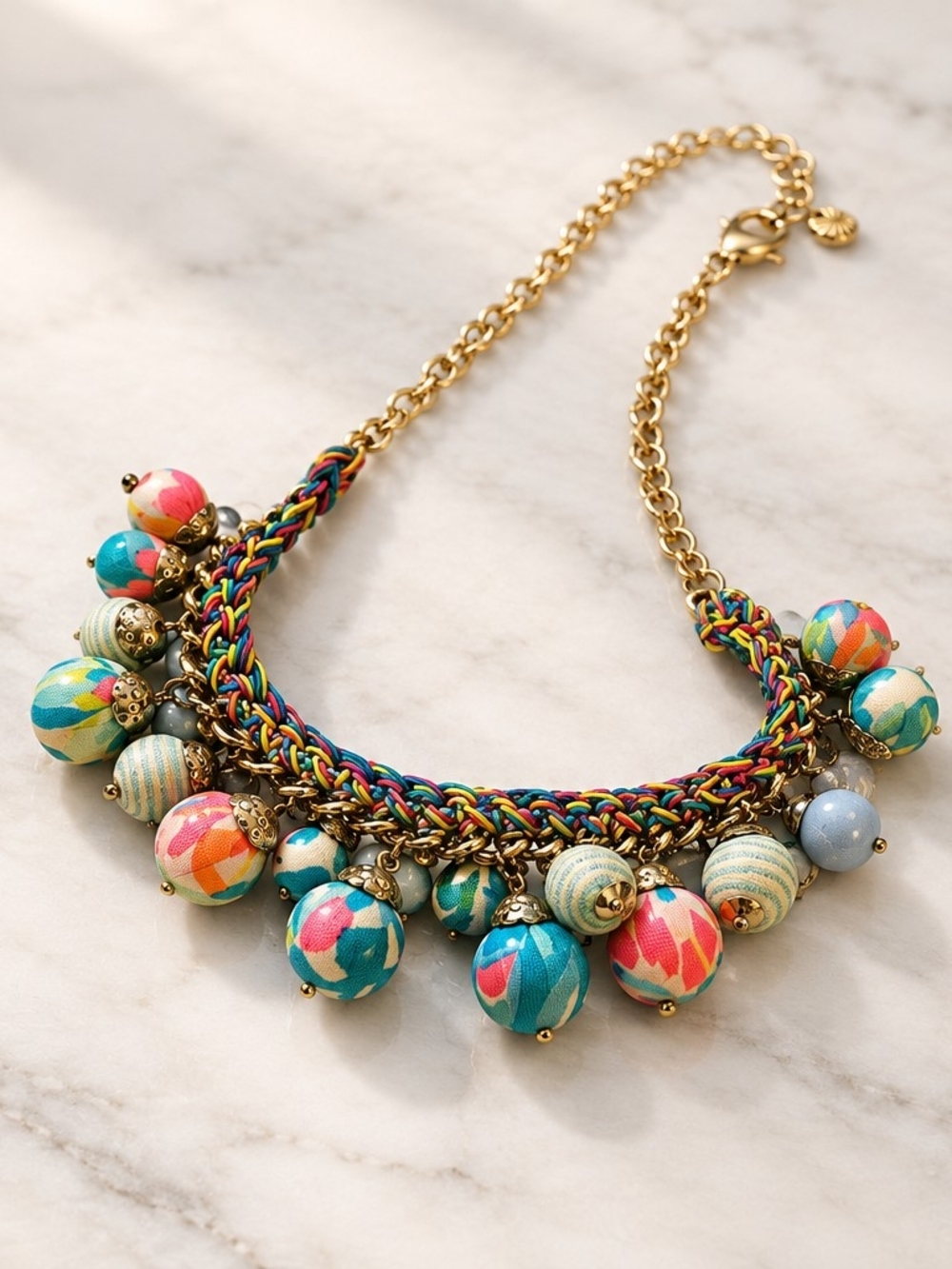 Lilly Pulitzer Fabric Necklace colorful beaded - Picture 2 of 4